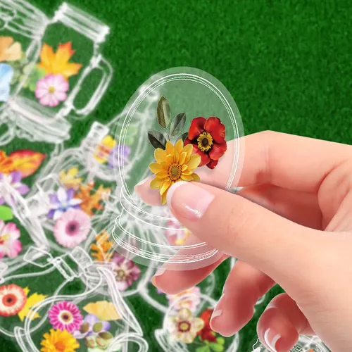 50pcs Pack De Stickers De Flores Secas En Botella