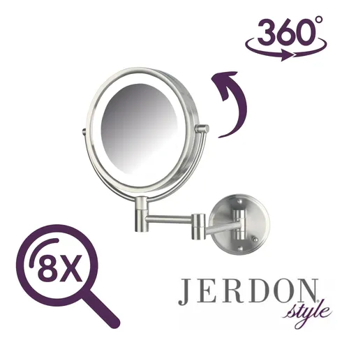 Espejo De Maquillaje Jerdon De Pared Con Luces Y Aumento 8x