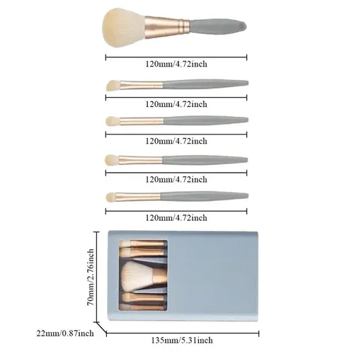 Kit De 5 Brochas De Maquillaje Con Espejo Portátil