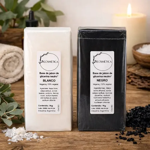 Base Jabón Glicerina Blanco Y Negro 1 Kg X 2 Ecosmetica