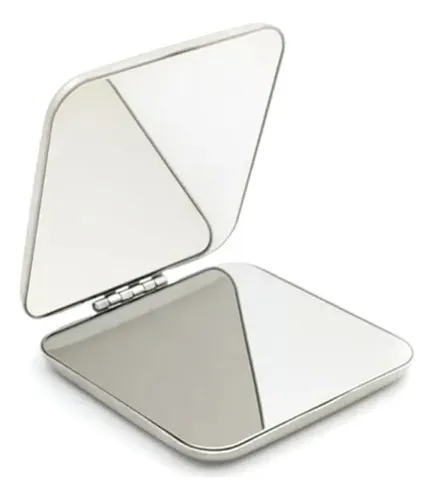 Espejo De Maquillaje Plegable De Mano De Acero Inoxidable
