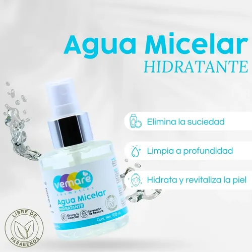 Agua Micelar Limpia, Desmaquilla Y Hidrata Vemare 100ml