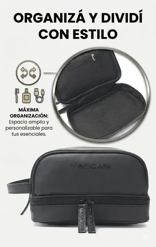 Neceser Tascani De Viaje Organizador Estuche Portacosméticos Bolsito Avion Valija Baño Maquillaje Color Negro
