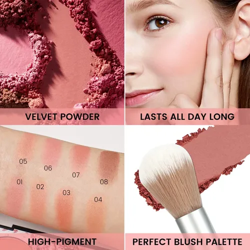 Paleta De Colorete Facial Kyda 8 Colores Natural Mate Ownest