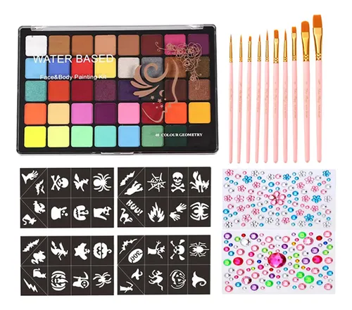 Set De Paletas Faciales De Acuarela Y Pintura De Maquillaje