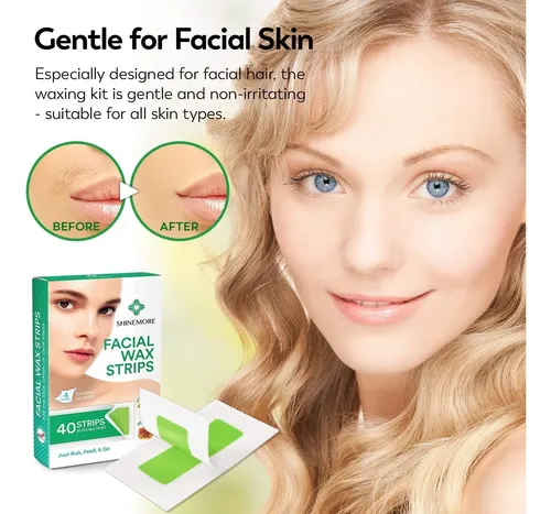 Tiras De Cera Facial Shinemore Para Depilación, 40 Tiras