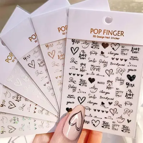 Pegatinas De Uñas Con Alfabeto Corazón 3d – Fácil Diy