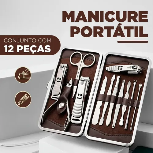 Kit Manicure Portátil Estojo 12pcs Conjunto Alicate Cortador