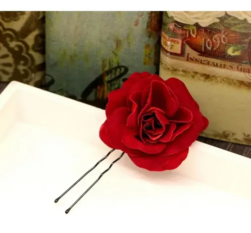 6 Piezas Horquillas De Rosa Roja Para Boda Y Novia