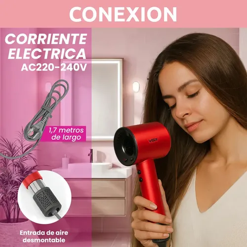 Secador De Pelo Profesional Vgr V-445 110.000 Rpm 1600w Rojo