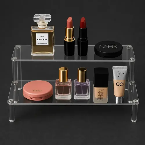 Exhibidor Acrílico 2 Pisos Organizador Maquillaje Baño