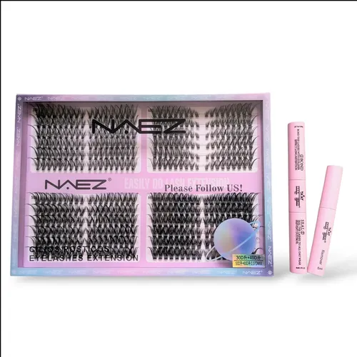 Kit Pestañas Postizas Cluster Naez Bond Seal Removedor