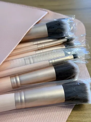 Set De Brochas De Maquillaje Profesional X14 + Estuche Rosa