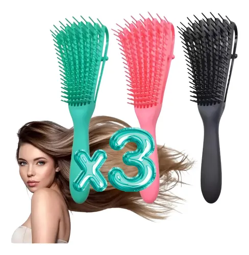 Set De 3 Cepillos Para Cabello Rizado: Desenreda Sin Dolor