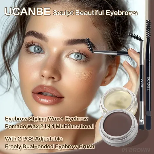Kit De Cejas 2 En 1 Ucanbe Gel Y Cera Marrón Impermeable