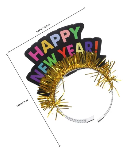 2pcs Vinchas Decorativas Feliz Año Nuevo Fiesta Gold With Multicolor Text