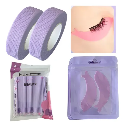 Set De Insumos Para Extensiones De Pestañas Color Lila.
