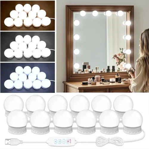 Luces Led Para Tocador Newkaz Con 12 Bombillas Regulables Y