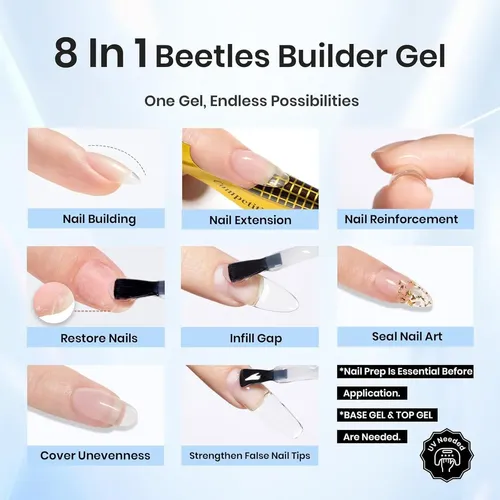 Set Gel Constructor Y Top Coat Beetles 3pcs 7.5ml Uñas