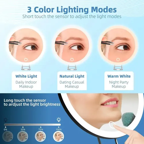 Espejo Con Luz Led Iluminadora De 30x Large Makeup J