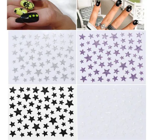Pegatinas 3d Con Forma De Estrella Con Purpurina Para Uñas,