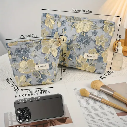 Set De Maquillaje Viaje Para Mujer Con Estampado Dorado