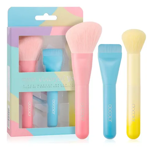 Set De 3 Brochas Ultrafinas Para Base De Maquillaje En Polvo Rosa