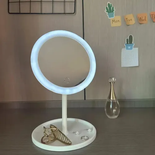 Espejo Circular Led Usb 3 Modos Luz Táctil Ajustable