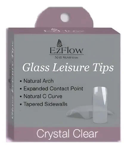 Tips de Uñas Acrílico Transparente Brillante Liso EzFlow 10 Unidades