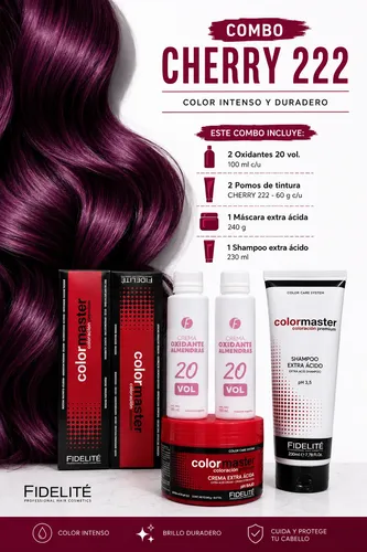 Kit Tintura Fidelite Colormaster Cherry 222 X2 Pomos