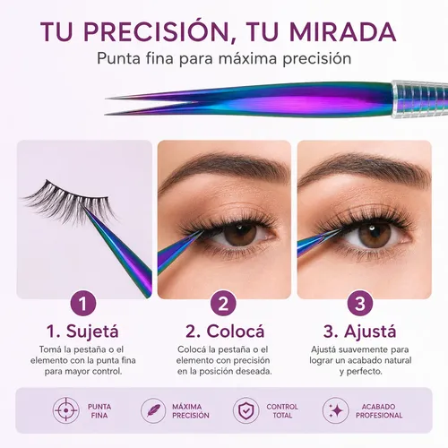 Pinza De Precisión Angular Para Pestañas Postizas Y Cejas
