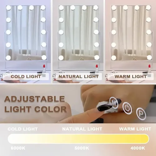 Espejo Para Maquillaje Luz 12 Led Hollywood Usb