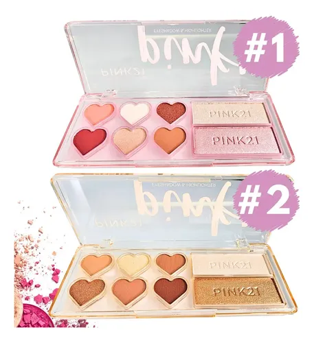 Paleta De Maquillaje Pink 21 Sombras Compactas 8 Tonos Mate Brillante