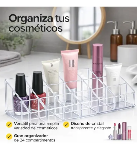 Organizador De Maquillaje Acrílico 24 Compartimientos