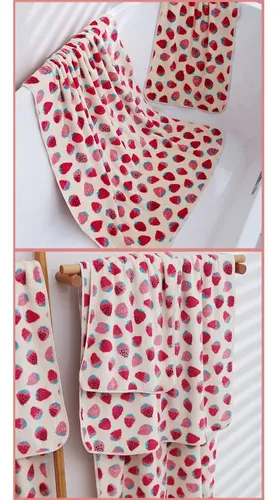 Bb Juego De Toallas De Baño Y Gorro De Ducha Fresa, 3. //