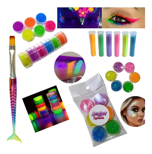 Party Box Bar Neon Glitter Gel Premium Brillo 37 Pcs