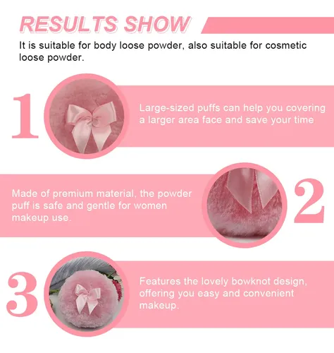 Polvo Corporal Puff Pink Bowknot Powder Fluffy Powder, Bhjh