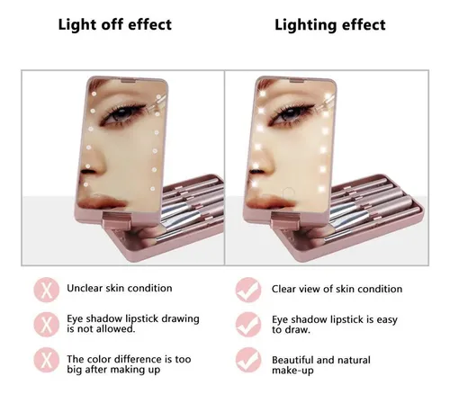 D Espejo De Maquillaje Con Luz Led, Brochas Cosméticas