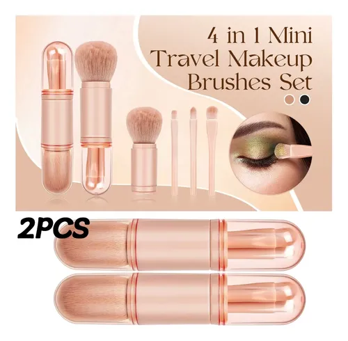 Set De 2 Brochas De Maquillaje De Viaje, Minibrocha De Maqui