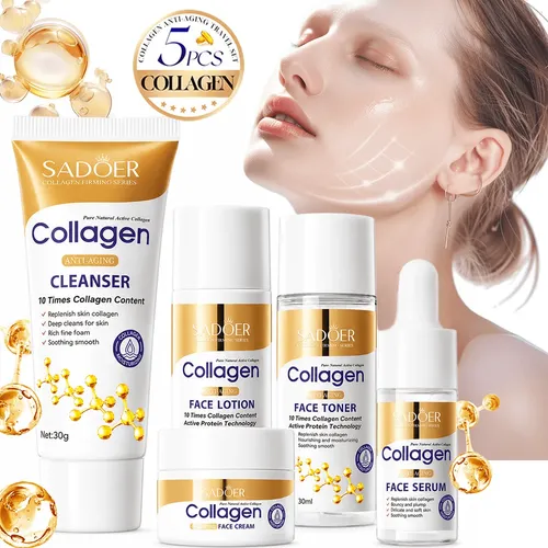 Collagen Skincare Set, 5-piece Facial Care Set