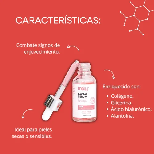 Serum Facial 4 En 1 Colágeno, Ácido Hialurónico Marca Mely