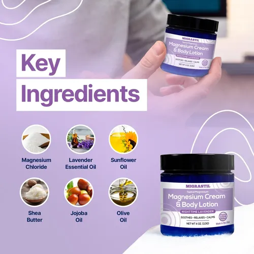 Nighttime Magnesium Body Cream With Lavender. Extra Lavender-4 Fl Oz (pack Of 1)