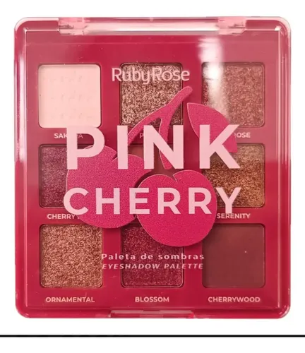 Paleta 9 Sombras Matte Satinadas Pink Cherry Ruby Rose Cereza Rosa