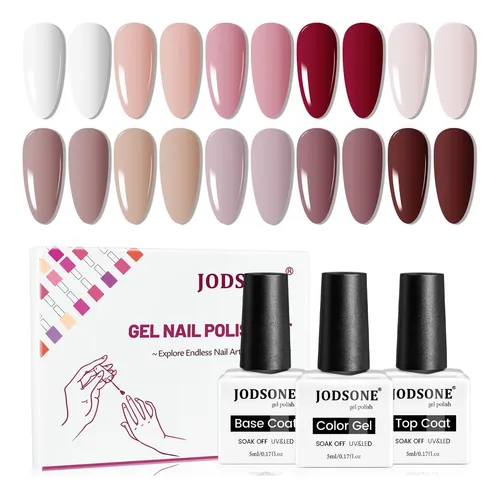 Set 10 Esmaltes Gel Colores Con Base Y Top Coat