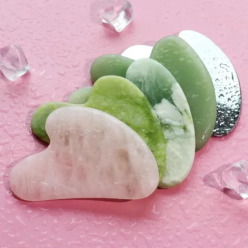 Herramienta Facial Gua Sha Baimei Rose Quartz Para Rostro Y