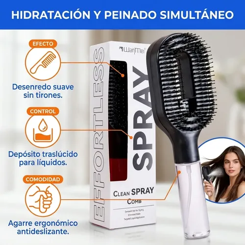 Cepillo Desenredante Spray 2 En 1 Antifrizz Hidratacion