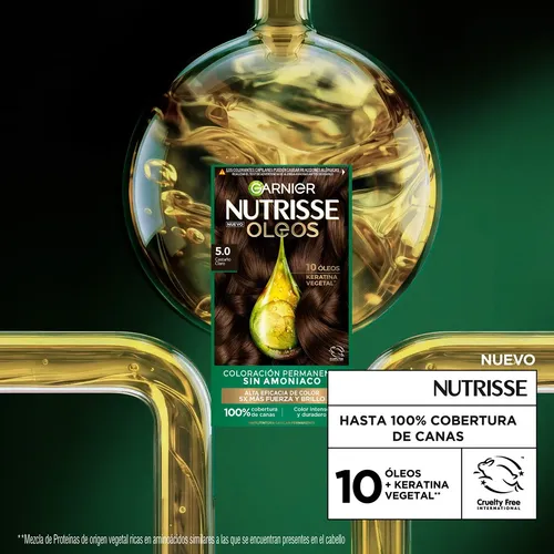 Kit De Tintura Permanente Garnier Nutrisse 5.0 Castaño Claro