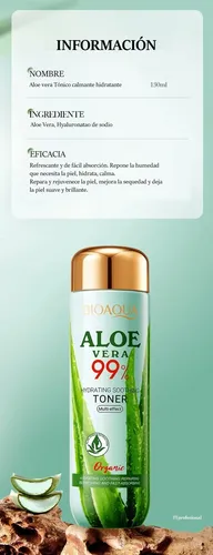 Tónico Facial Aloe Vera 99% Hidratante Suavizante Bioaqua