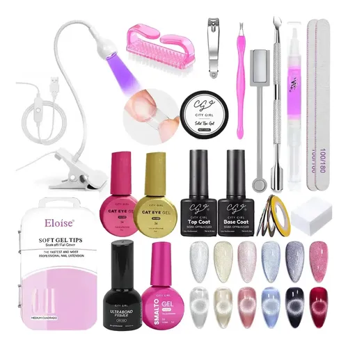 Kit Uñas Esculpidas Soft Gel Cat Eye Esmalte Semipermanente
