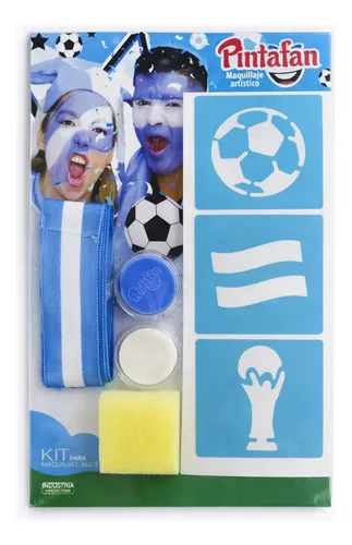 Kit Maquillaje Argentina Fútbol Mundial Pintafan Esponja